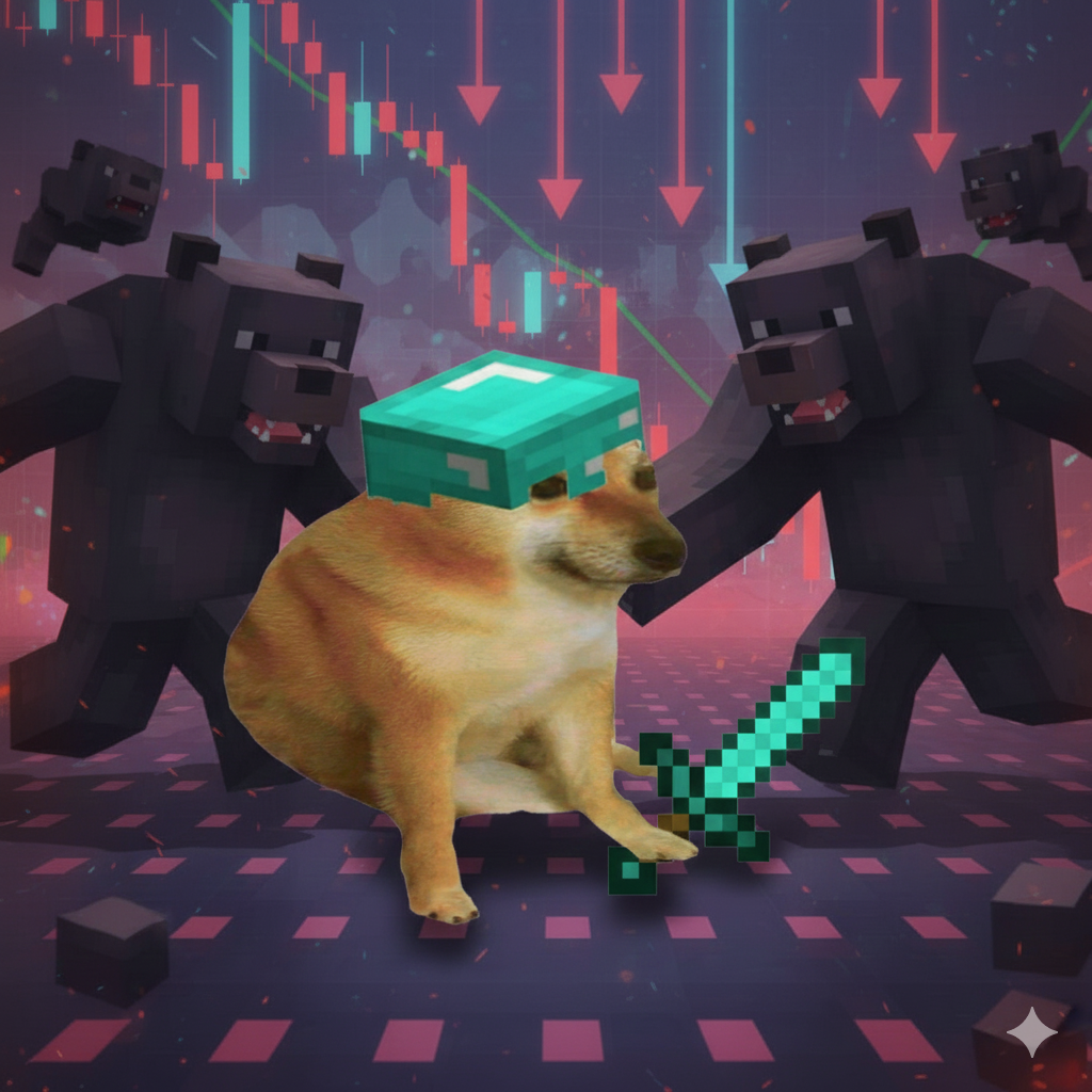 Cheems in Minecraft trading scene